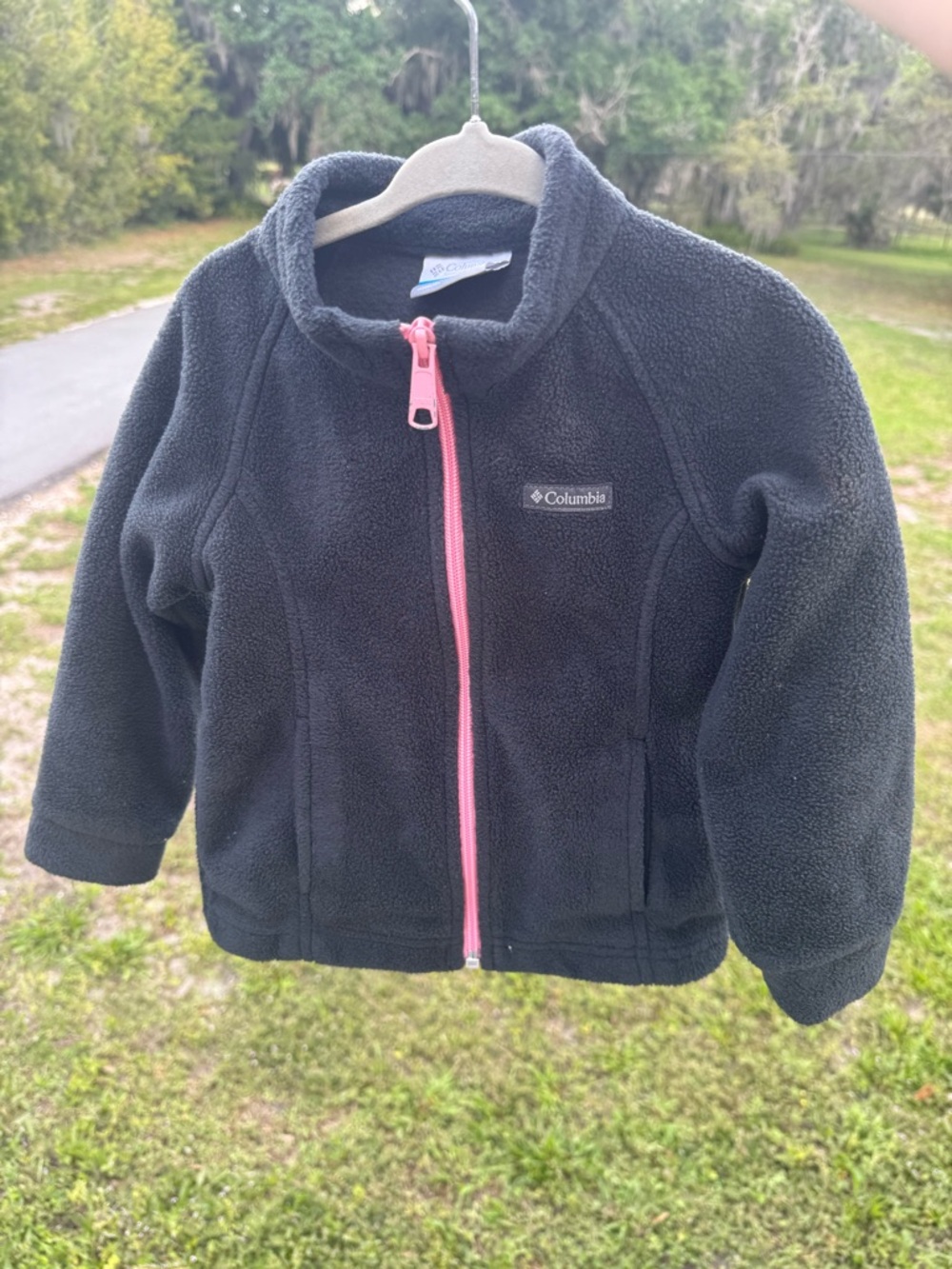 Columbia Kids Black Fleece Jacket with Pink Zipper